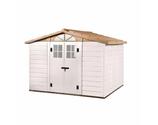 Caseta de resina gardiun tuscany evo 280 8 m² 261x309x225 cm blanco/beige