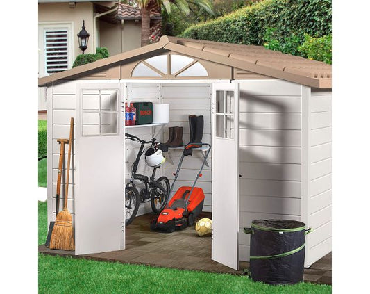 Caseta de resina gardiun tuscany evo 280 8 m² 261x309x225 cm blanco/beige