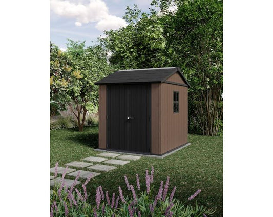 Caseta cobertizo resina jardin newton 775 keter con puerta lateral